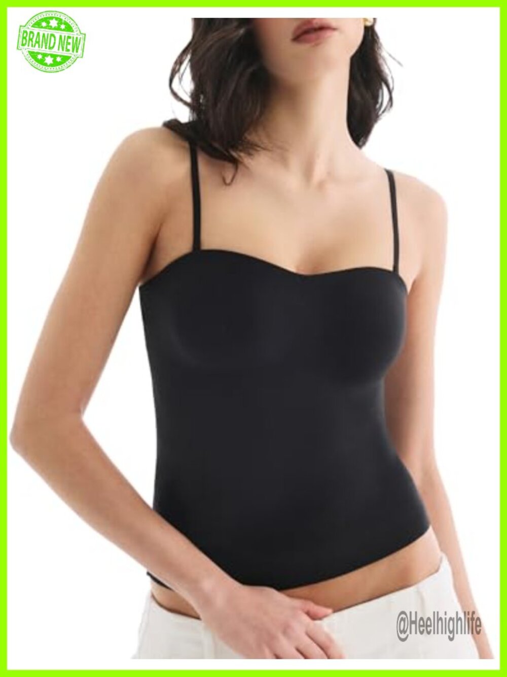 Women's Built in Bra Tank Top Double Lined Padded Cami Scoop Neck Adjustable